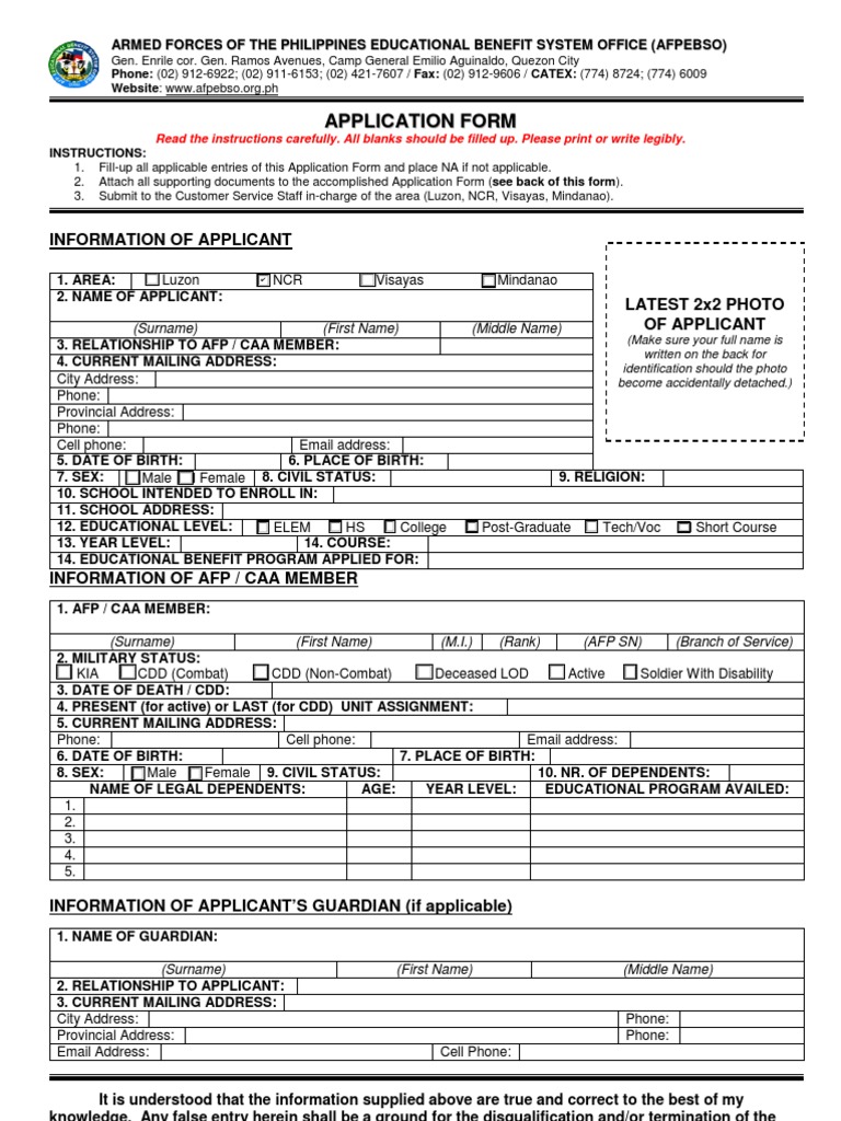 Application Form Secondary School Schools