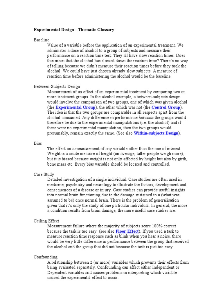 Experimental Design Checklist And Terms Doc Experiment