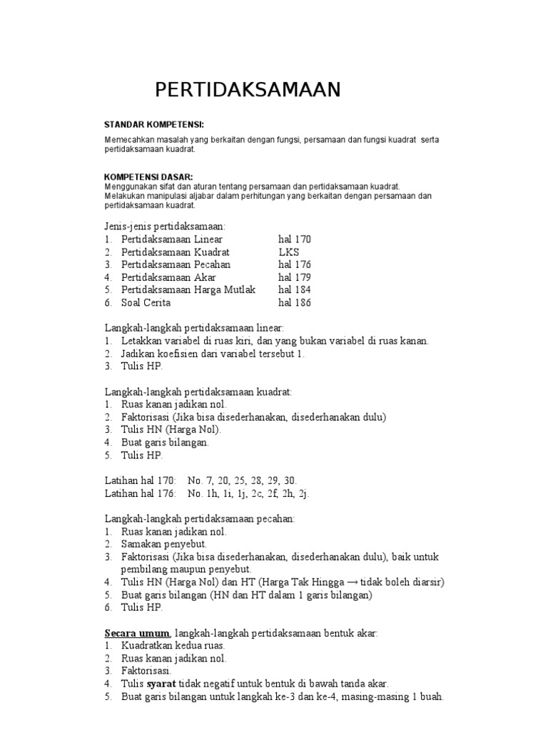 Soal Soal Pertidaksamaan