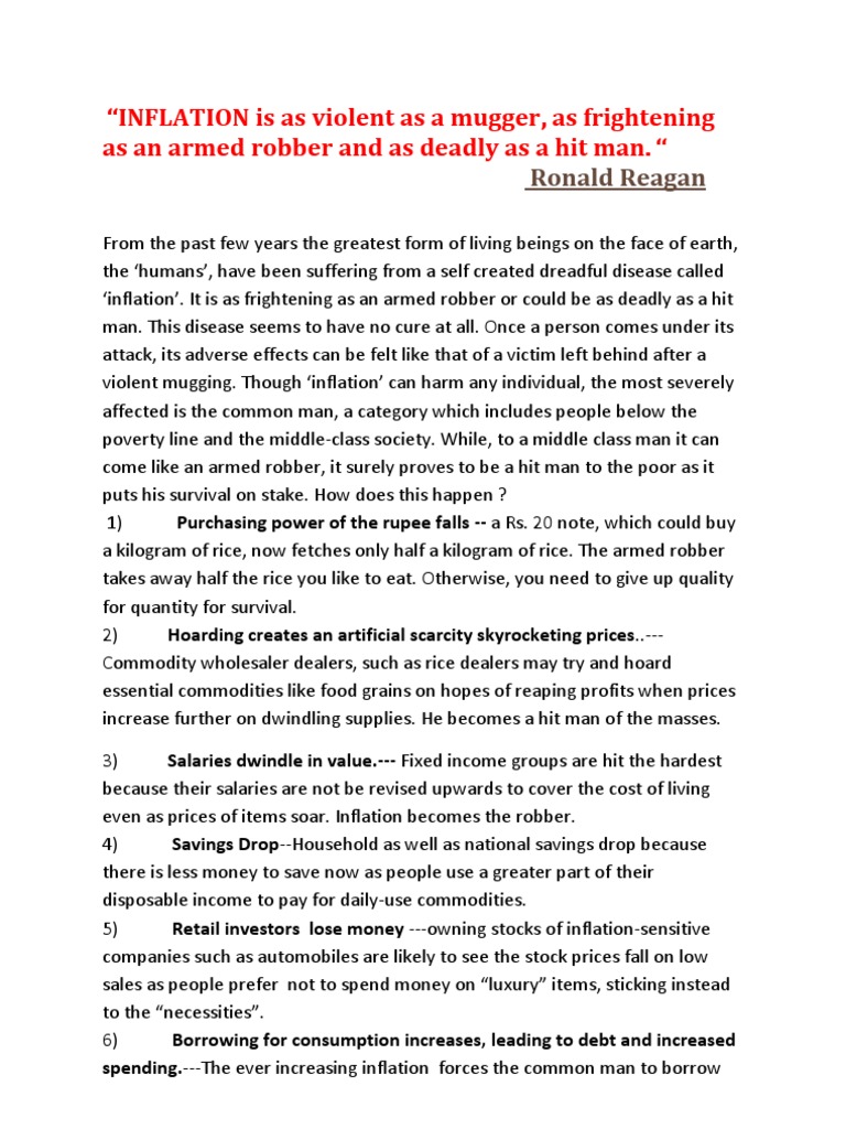 Essay on inflation in 100 words picture