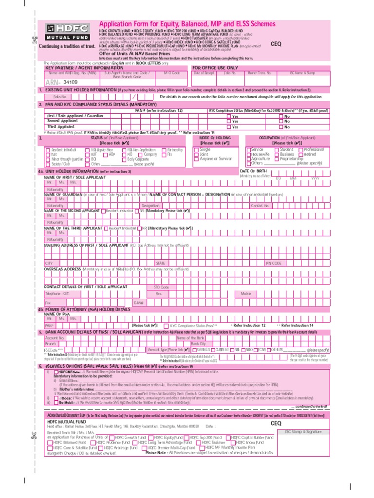 Hdfc Mutual Fund Sip Stop Form Pdf