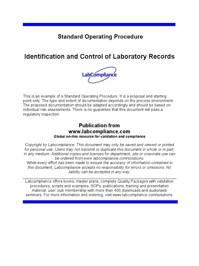 s 526 Control Laboratory Records Sample Records Management Software