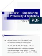 CV2001 - Engineering G G Probability & Statistics: - Tutorial 7