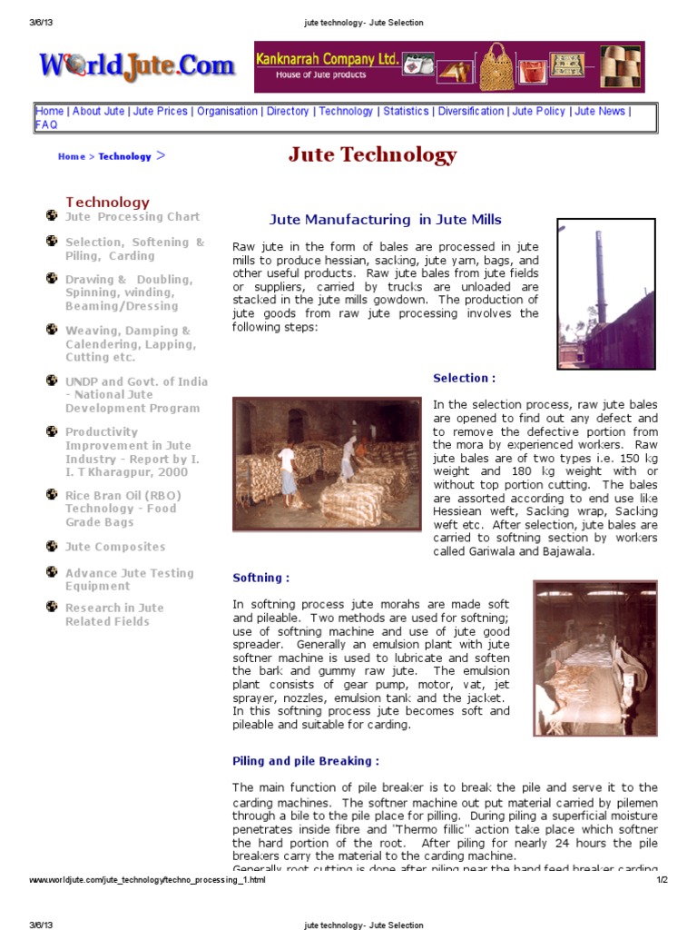 Jute Technology - Jute Selection | PDF | Jute | Textiles