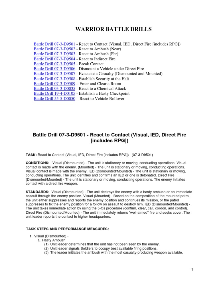 Warrior Battle Drills Platoon Opposing Force