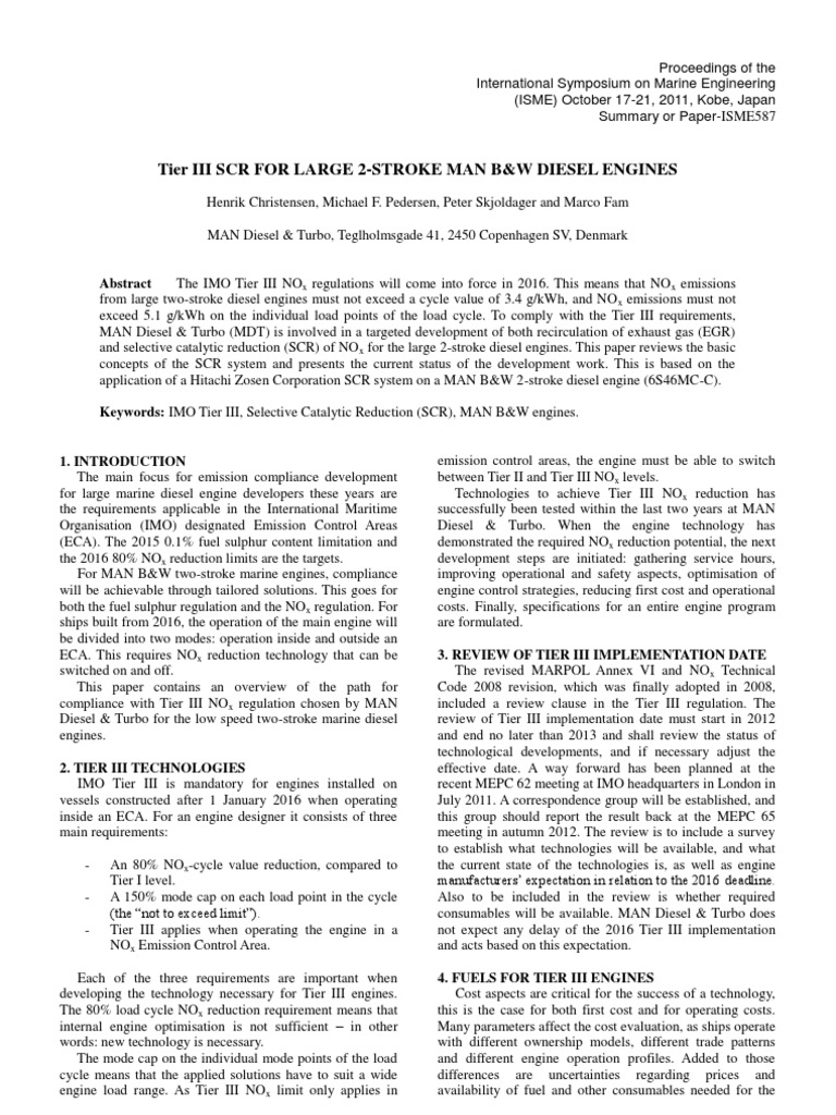 Tier III SCR For Large 2-Stroke MAN B&W Diesel Engines | PDF ...