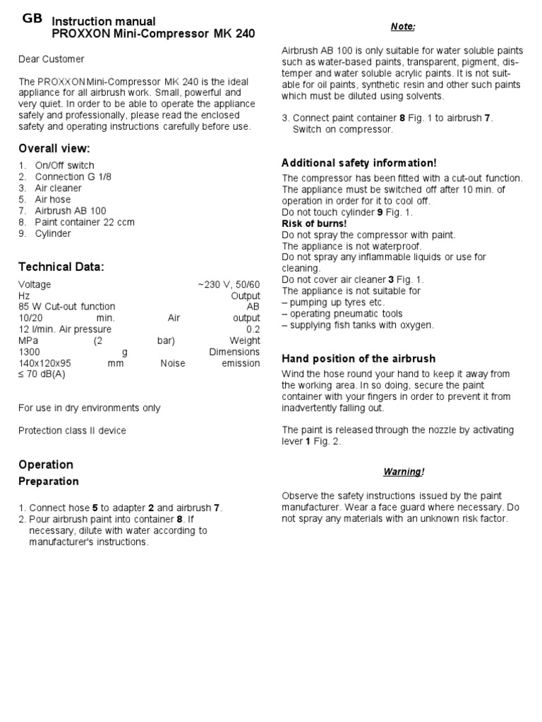 Airbrush User Manual PDF Paint Water