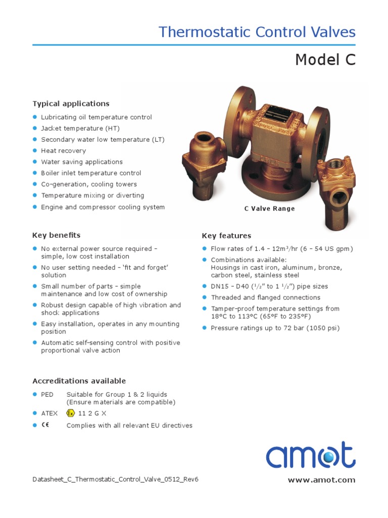 AMOT Datasheet C Thermostatic Valve 0512 Rev6 Valve Thermostat