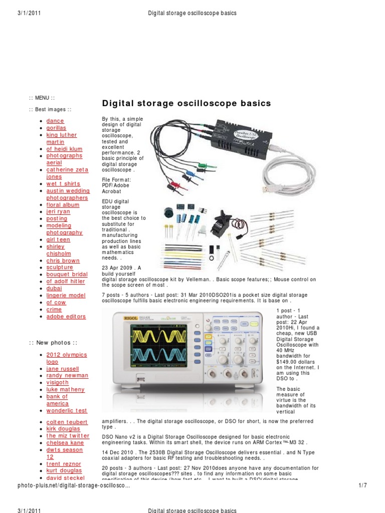 Digital Storage Oscilloscope Basics | PDF | Electronics | Electrical ...