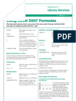 Using Excel 2007 Formulas