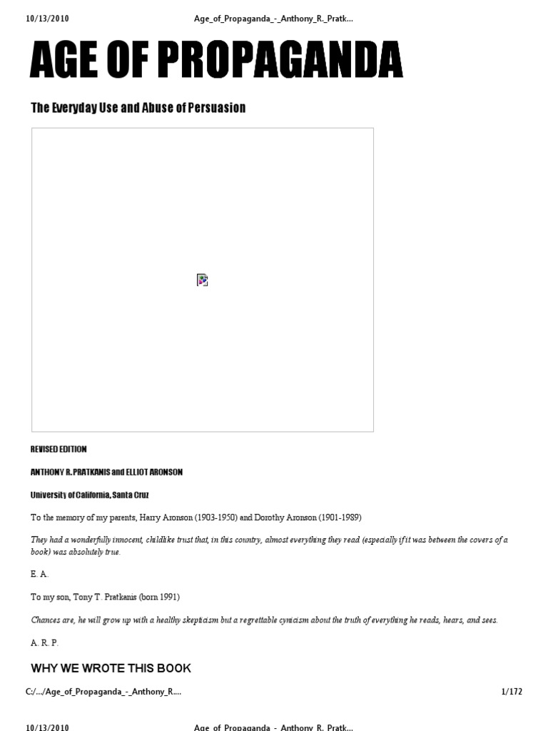Age of Propaganda The Everyday Use and Abuse of Persuasion | PDF | Social  Science