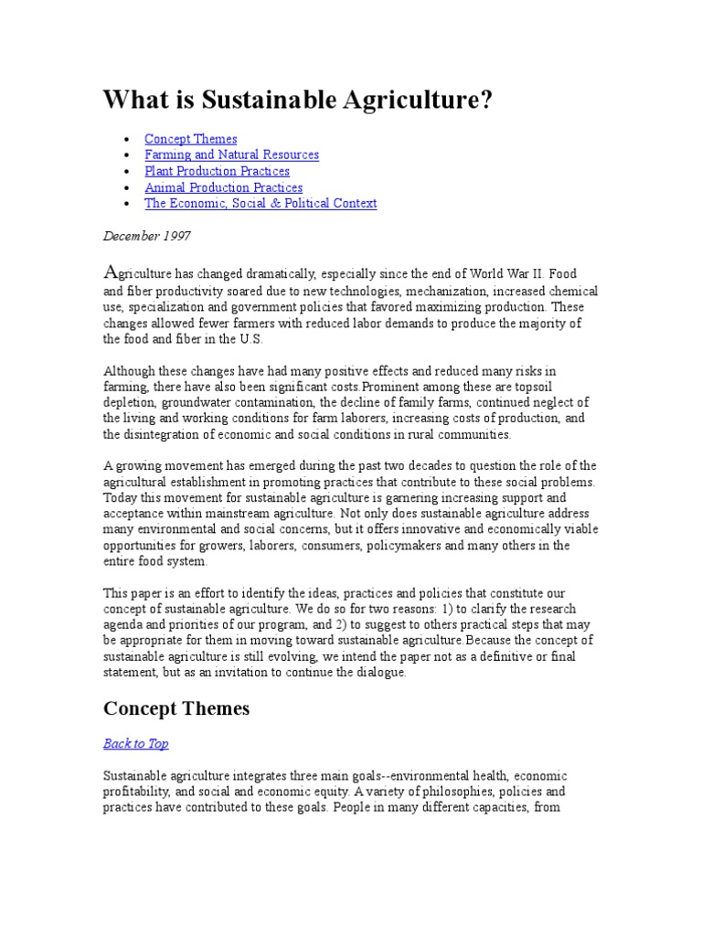 Understanding Sustainable Agriculture | PDF | Sustainable Agriculture ...