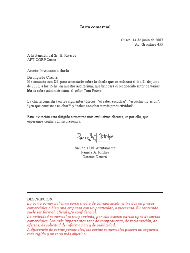 Ejemplo de Carta Comercial Formal | PDF