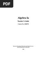 Algebra I-A - Teacher's Guide