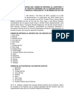 Resultado Del Sorteo Del Orden de Entrada Al Auditorio y