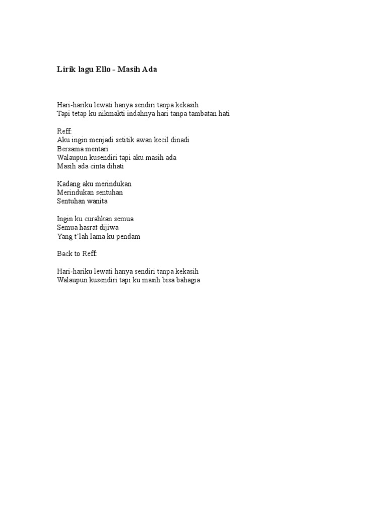 Kumpulan Lirik Lagu Pop Indonesia