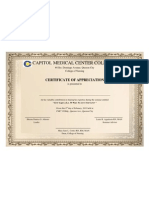 Capitol Medical Center Colleges, Inc.: Certificate of Appreciation