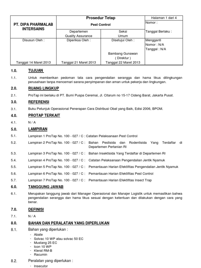 Prosedur Tetap Pest Control