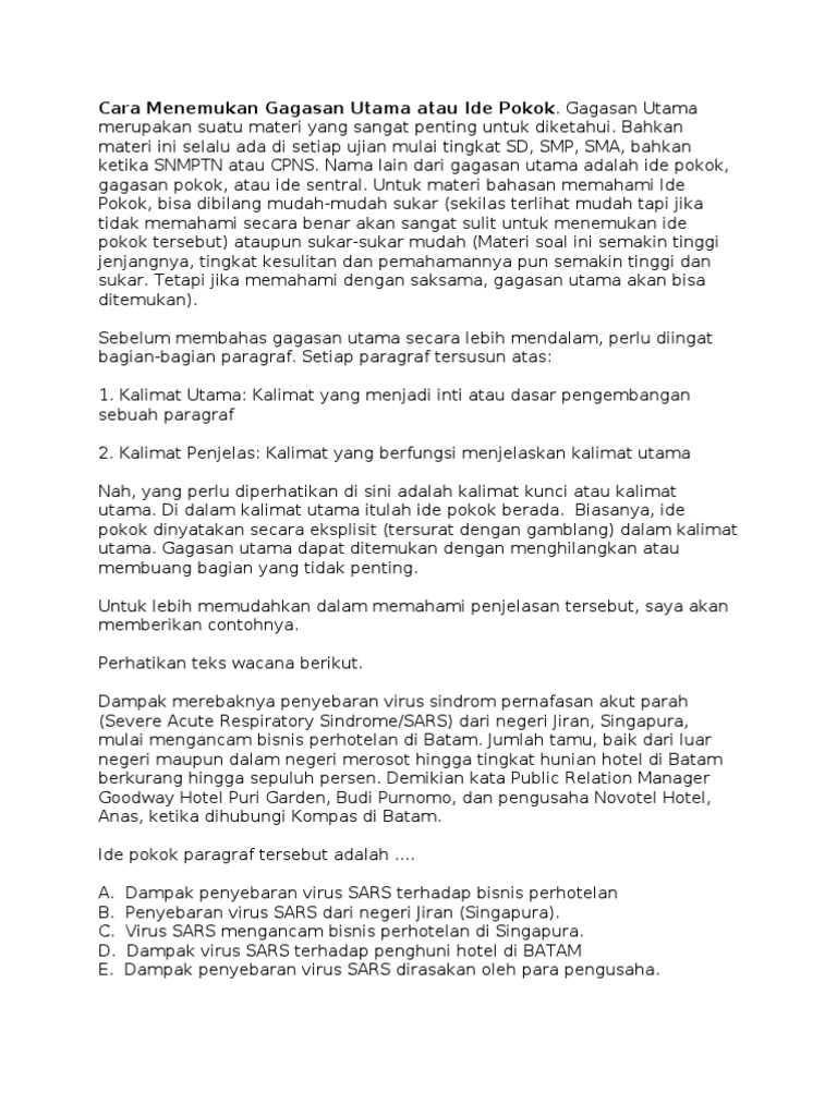Cara Menemukan Gagasan Utama Atau Ide Pokok Pdf