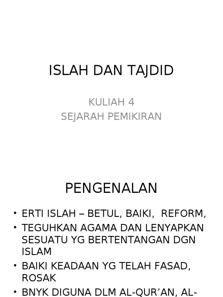Islah Dan Tajdid Kuliah 5 | PDF
