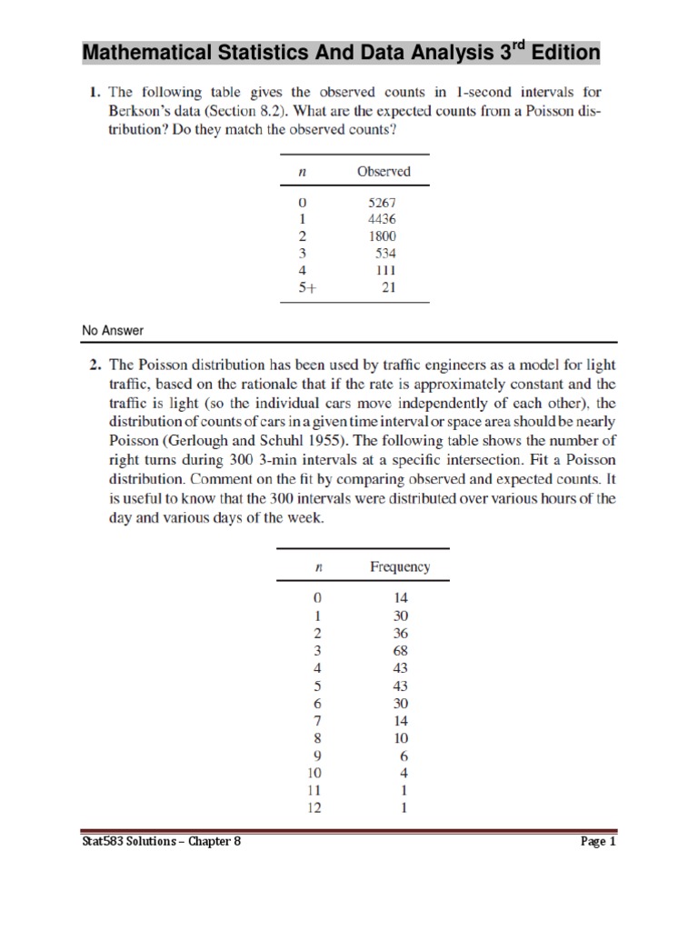 Mathematical Statistics And Data Analysis 3rd Edition Chapter8 Solutions Pdf Teaching Mathematics Scientific Method