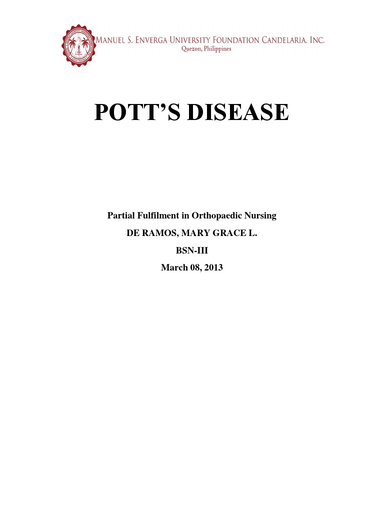 Pott'S Disease Partial Fulfilment in Orthopaedic Nursing de Ramos