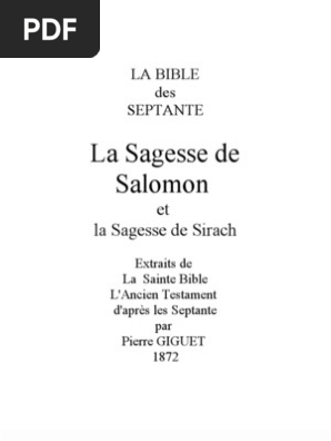 evne Kilimanjaro Flagermus Septante Sagesse de Salomon Et de Sirach | PDF | Versions d'œuvres  littéraires | Traductions