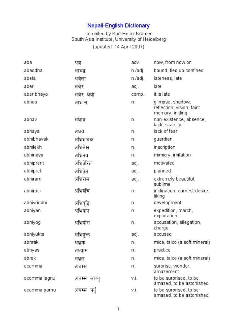 Nepali English Dictionary Pdf
