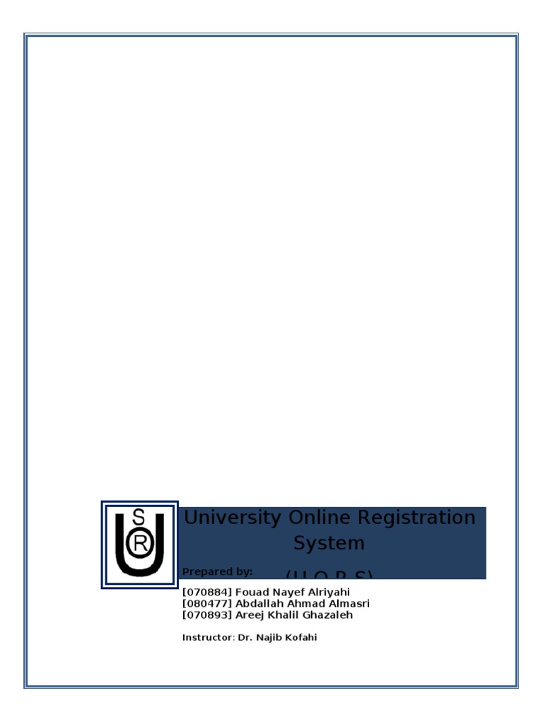 University Online Registration System Report | Download Free PDF