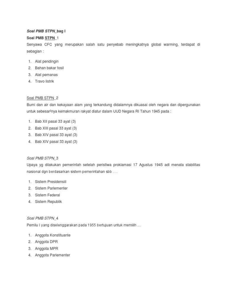 Soal Stpn Dan Pembahasan Kita
