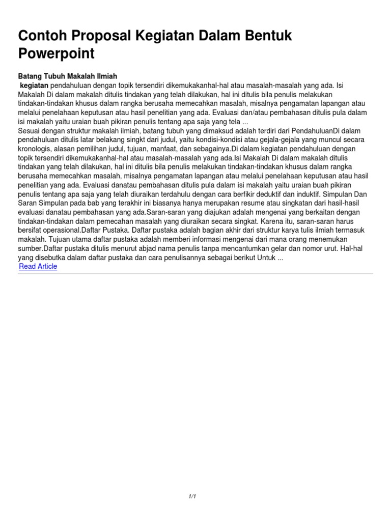 Contoh Proposal Kegiatan Dalam Bentuk Powerpoint PDF