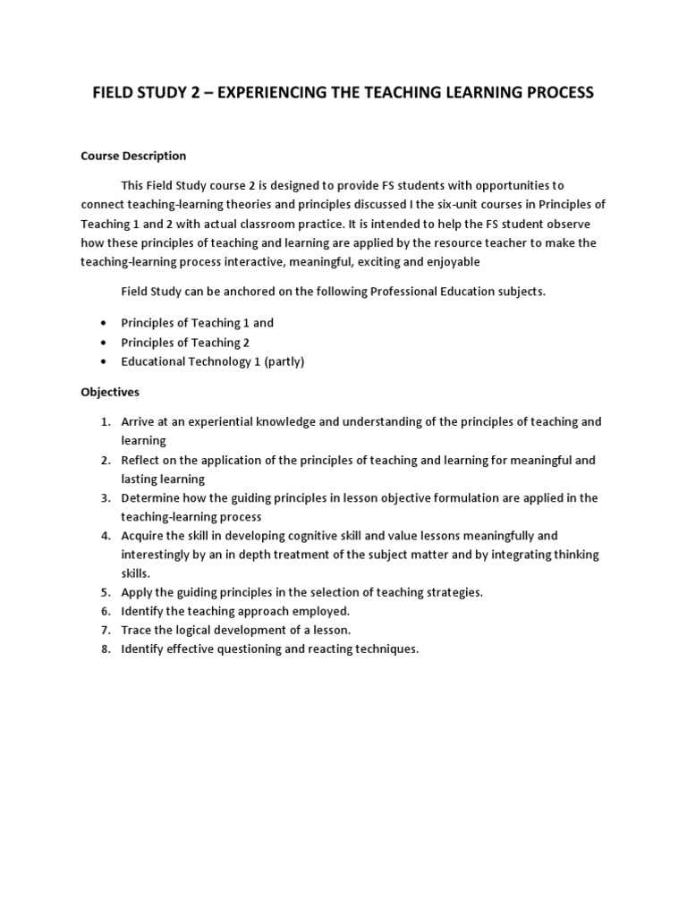 Field Study 2 PDF Learning Teachers