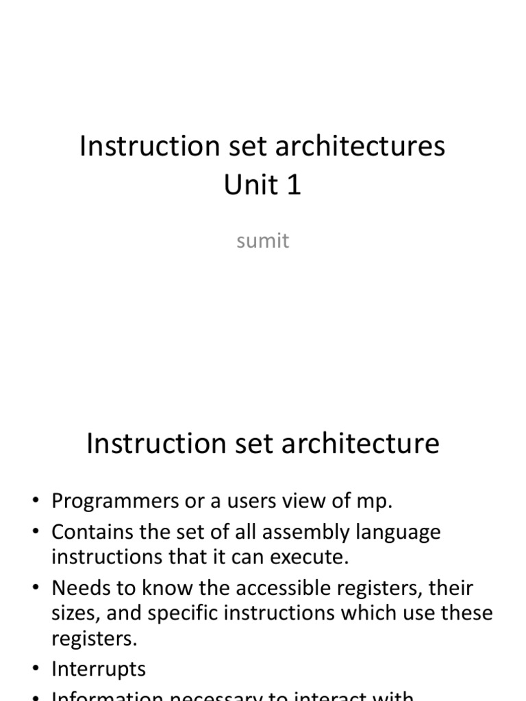 Unit One Notes | PDF | Instruction Set | Central Processing Unit