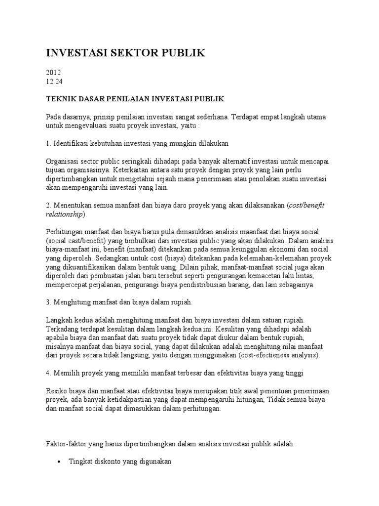 5 Investasi Sektor Publik