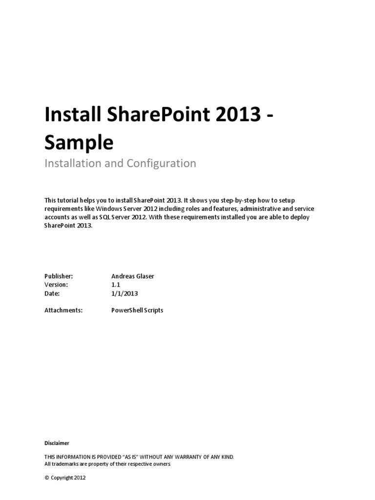 Install Sharepoint 2013 | PDF | Share Point | Active Directory