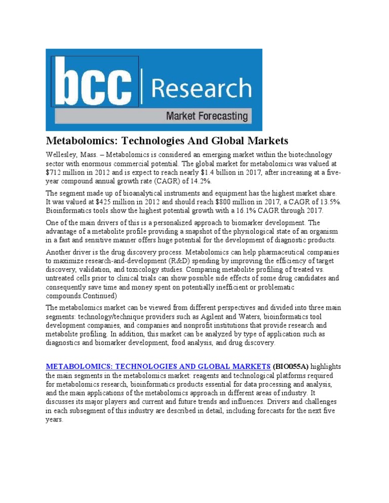 Metabolomics Technologies and Global Markets | PDF