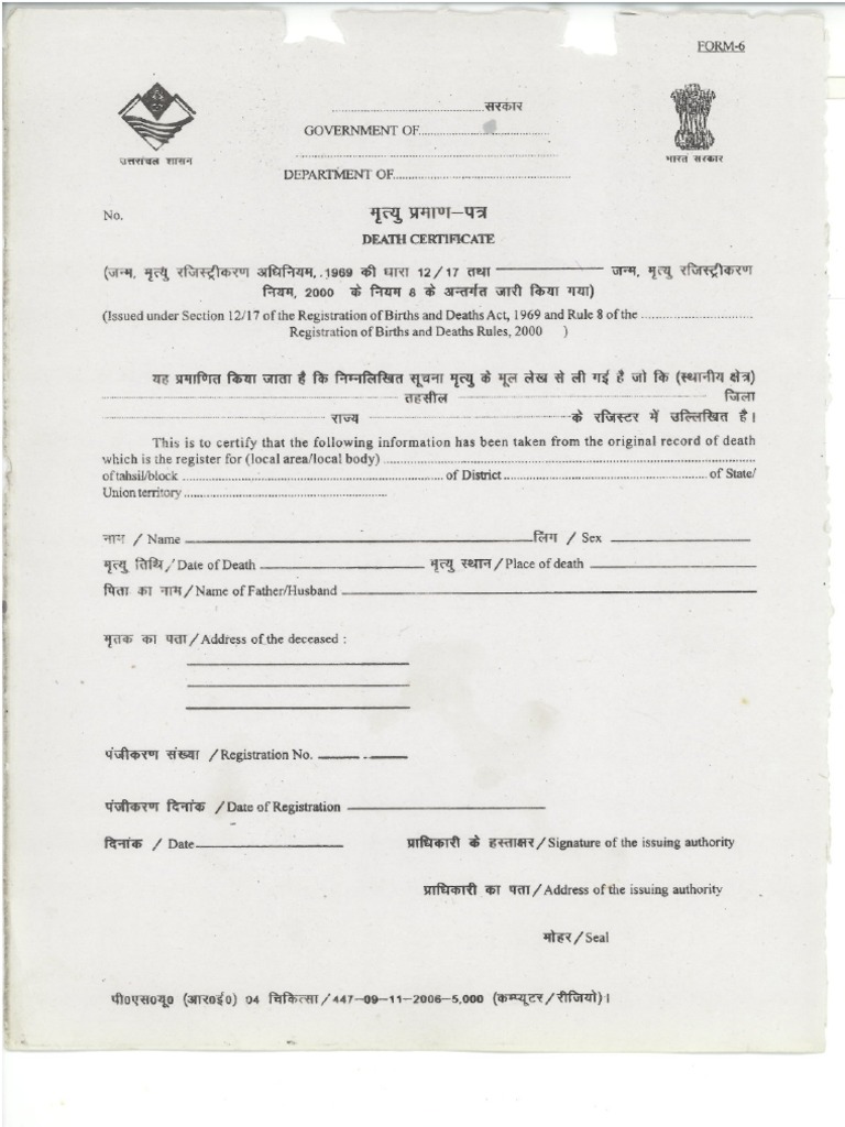 Death Certificate Format | PDF