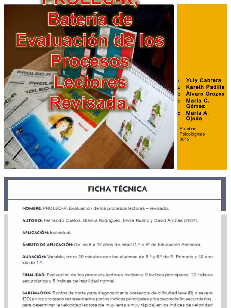 Evaluación PROLEC-R en Dislexia | PDF | Dislexia | Lectura (proceso)