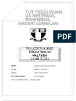 Philosophy and Education in Malaysia (EDU 3101)