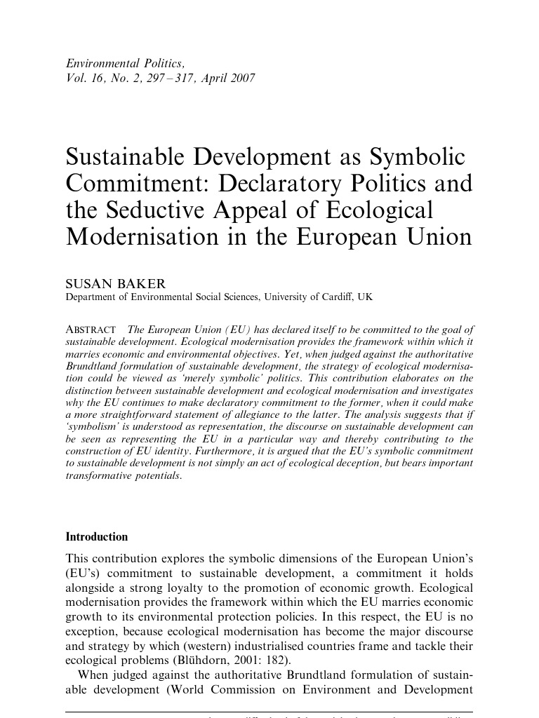 Ecological Modernisation | PDF | Sustainable Development | Sustainability