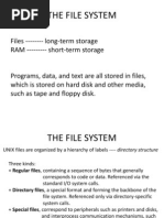 The File System: Files - Long-Term Storage RAM - Short-Term Storage