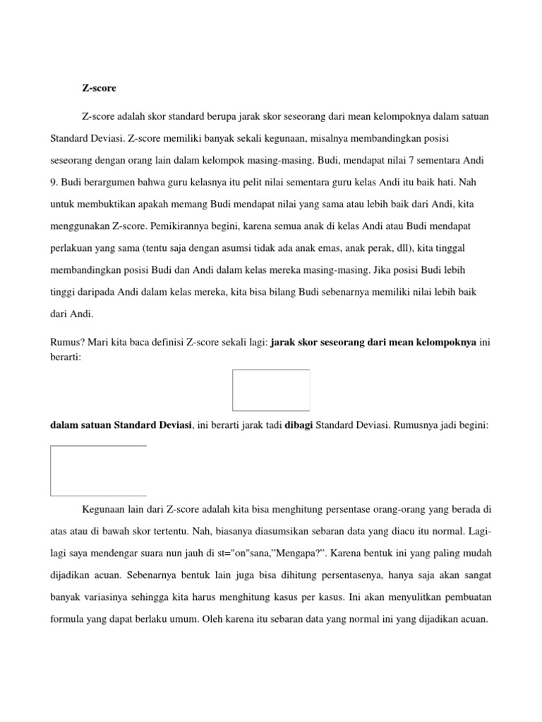 Memahami Z-Score dan Kegunaannya | PDF | Seni & Disiplin Bahasa ...