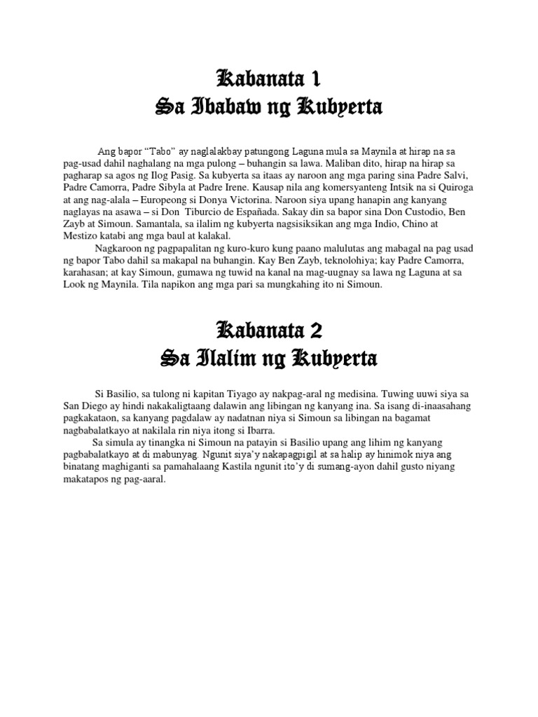 El Filibusterismo Buod Kabanata 1-39 Pdf