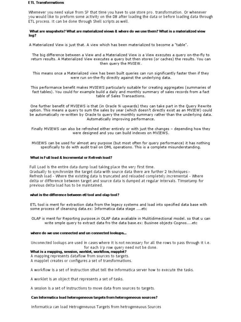 Informatica New Faqs | PDF | Data Warehouse | Databases