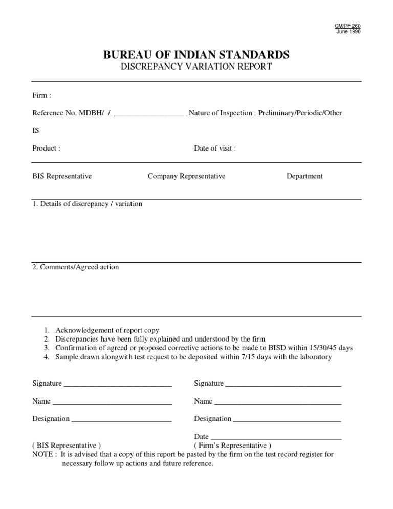 Discrepancy Variation Report Template | PDF | Finance & Money ...