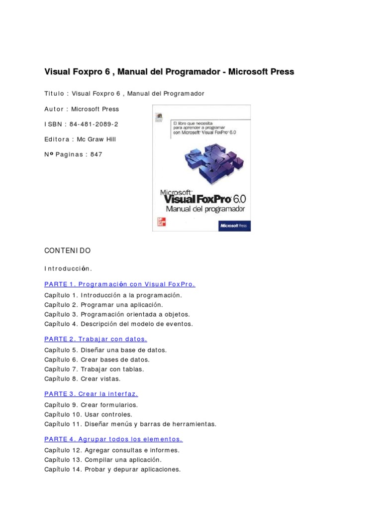Visual Foxpro 6 - Manual Del Programador - Microsoft Press | PDF