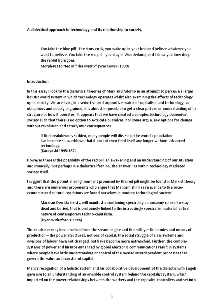 Dialectics of Technology and Society | PDF | Dialectic | Advertising