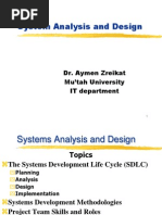 System Analysis and Design: Dr. Aymen Zreikat Mu'tah University IT Department