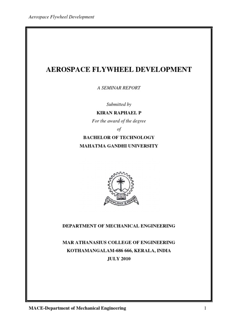 Aerospace Flywheel Development PDF Energy Storage Electrical