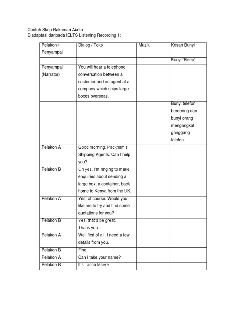 Audio Script for IELTS Listening Example | PDF